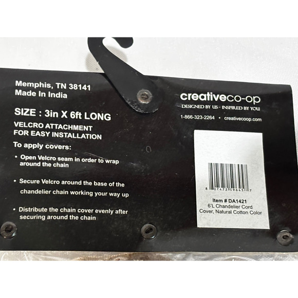 Creativeco-op CHANDELIER‎ LAMP CHAIN COVER Tan Linen look 3 X 6 FEET NIP - Picture 4 of 4